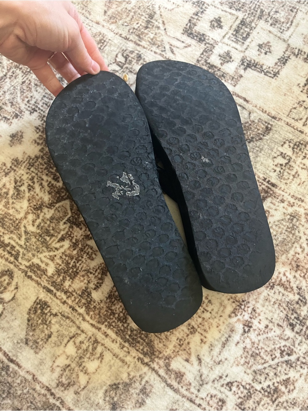 Skechers Women’s Black Platform Thong Sandals y2k - Picture 5 of 5